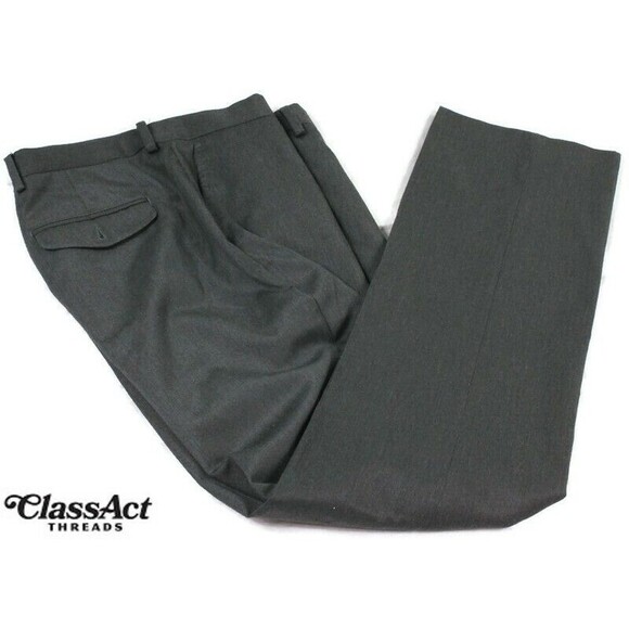 Marc Anthony Gray Slim Fit Dress Pants Polyester Blend Flat Fronts 34" X 32" - Picture 1 of 5